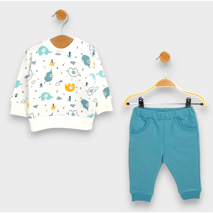 Rainy Бебешки комплект от 2 части Шарени слончета 62-92 см. бор