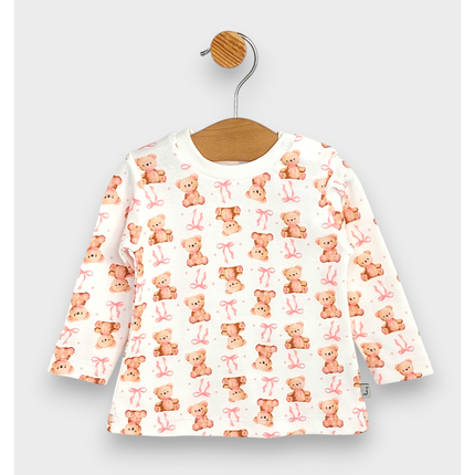 Rainy Бебешки комплект от 3 части Мече с панделка 62-92 см. пудра