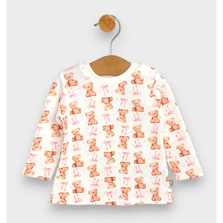 Rainy Бебешки комплект от 3 части Мече с панделка 62-92 см. пудра