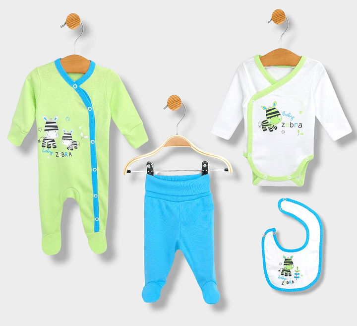 Rainy Бебешки комплект от 4 части Baby Zebra 56-62 см. зелен