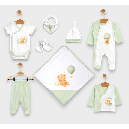 Rainy Бебешки комплект за изписване 8ч. Green bear