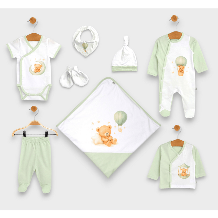 Rainy Бебешки комплект за изписване 8ч. Green bear