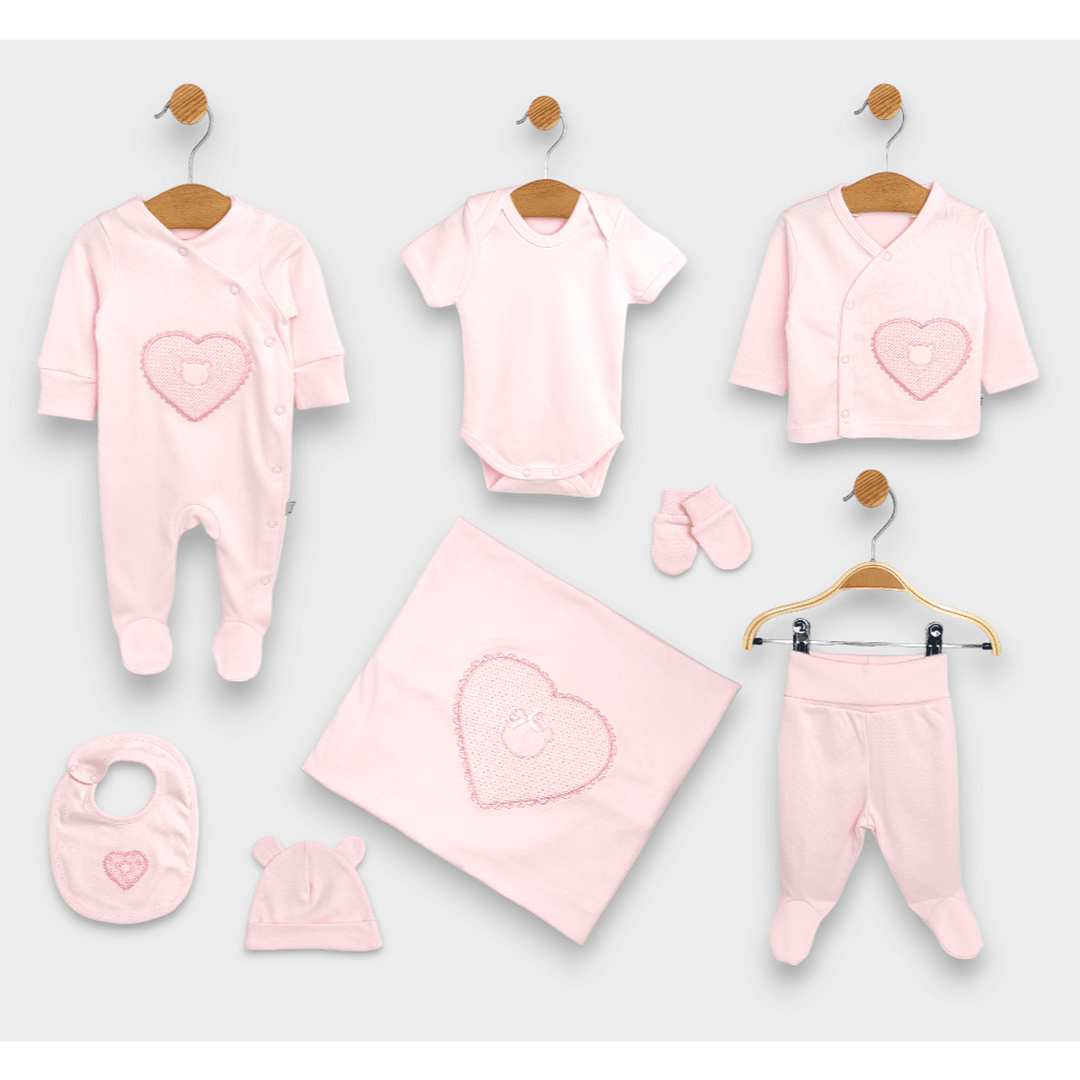 Rainy Бебешки комплект за изписване 8ч. Сърце с мече Лято