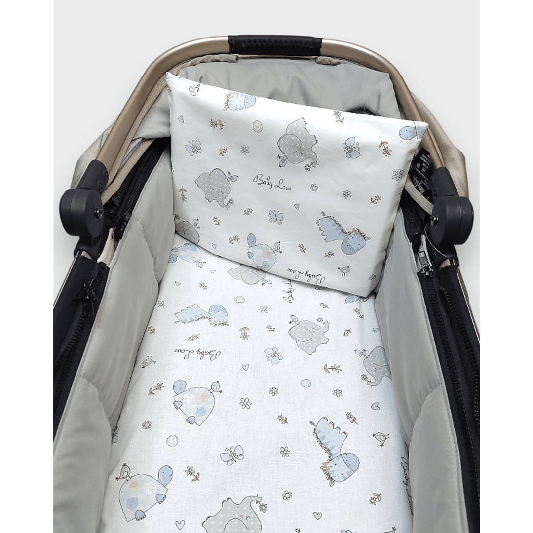 Rainy Бебешки комплект за количка 2 части Сини зебри и слончета