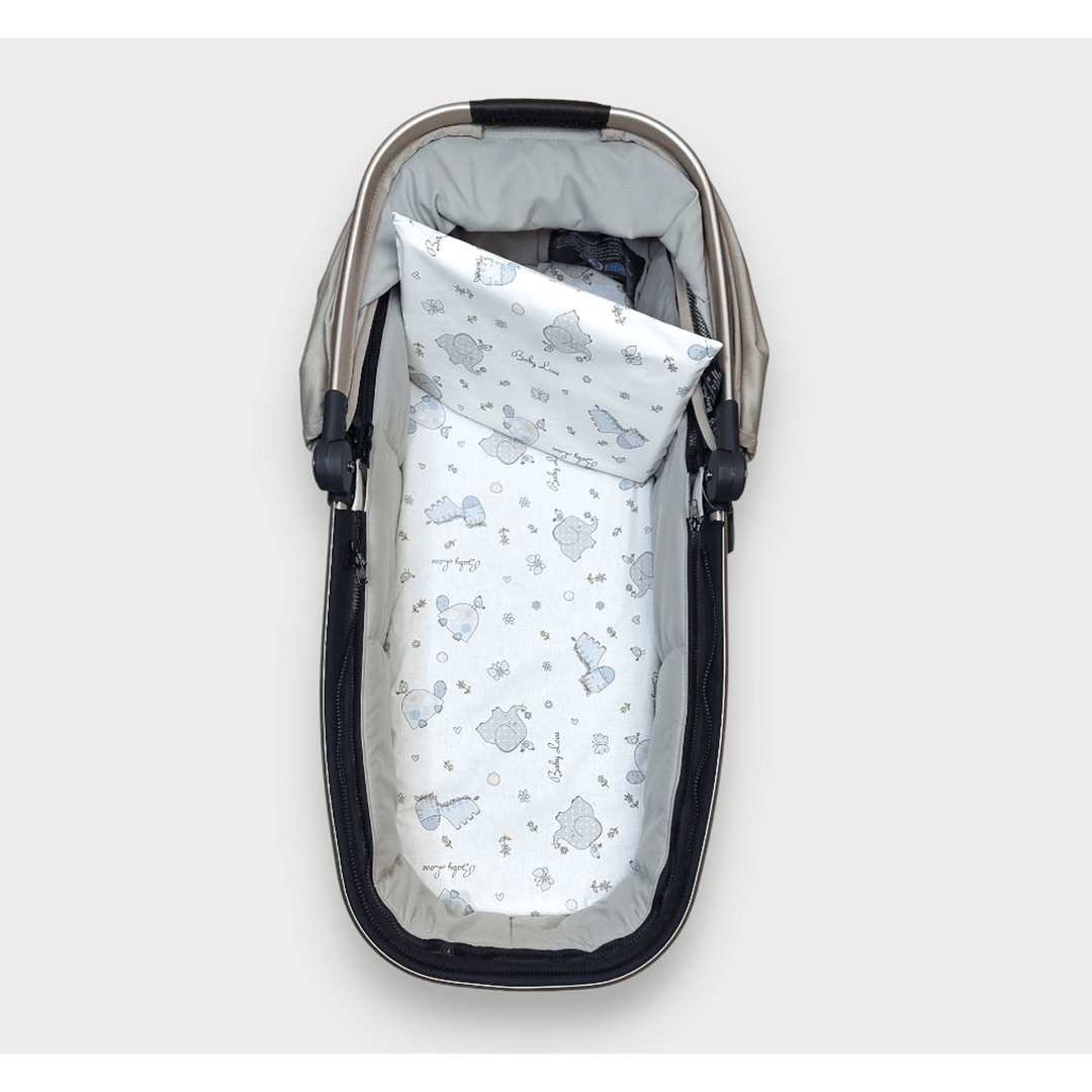 Rainy Бебешки комплект за количка 2 части Сини зебри и слончета