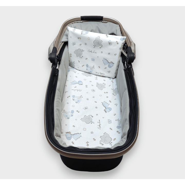 Rainy Бебешки комплект за количка 2 части Сини зебри и слончета