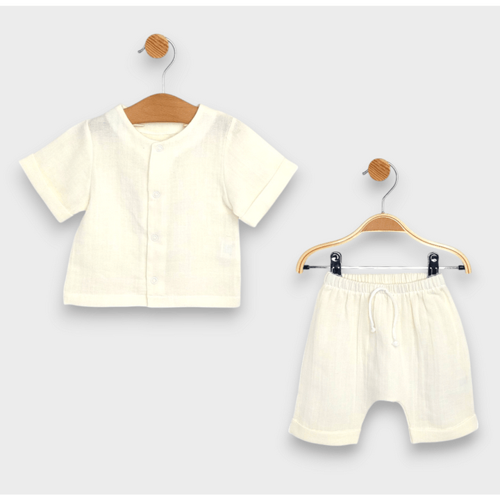 Rainy Бебешки муселинов комплект 2 части 62-86см. екрю