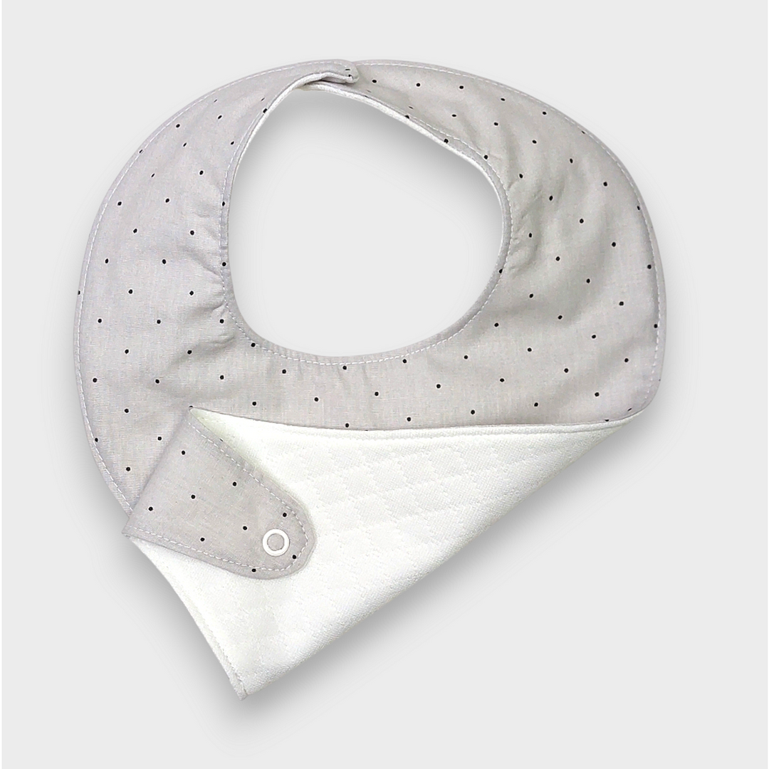 Rainy Бебешки непромокаем лигавник-бандана с държач за биберон Сиви точки