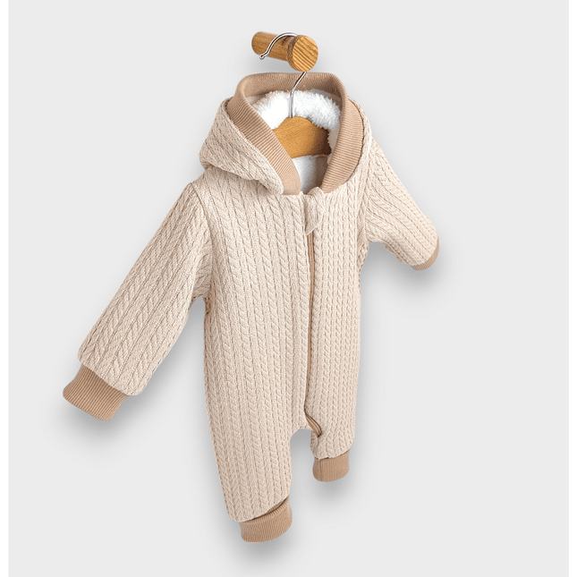 Rainy Бебешки плетен гащеризон с цип и качулка 56 - 80 см. бежов