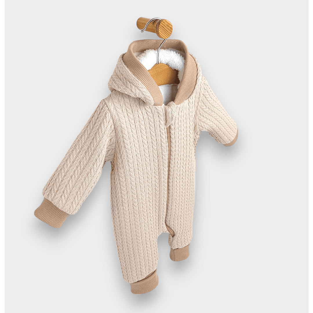 Rainy Бебешки плетен гащеризон с цип и качулка 56 - 80 см. бежов