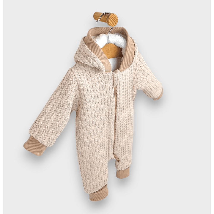 Rainy Бебешки плетен гащеризон с цип и качулка 56 - 80 см. бежов