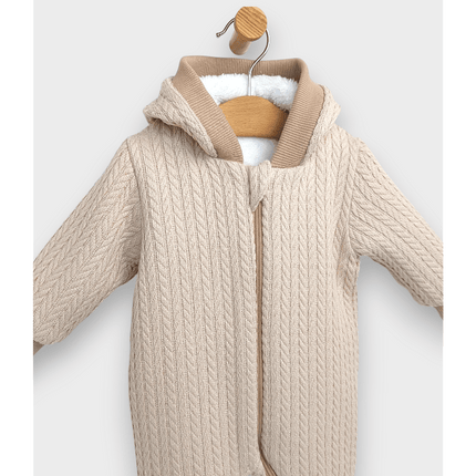 Rainy Бебешки плетен гащеризон с цип и качулка 56 - 80 см. бежов