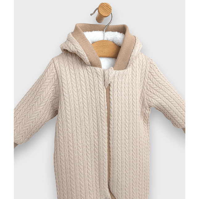 Rainy Бебешки плетен гащеризон с цип и качулка 56 - 80 см. бежов