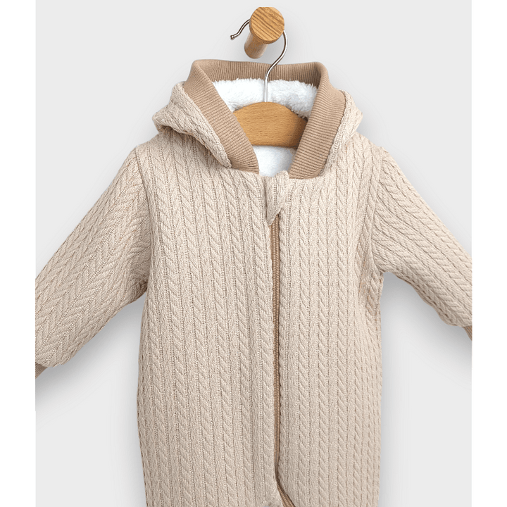 Rainy Бебешки плетен гащеризон с цип и качулка 56 - 80 см. бежов
