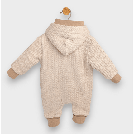 Rainy Бебешки плетен гащеризон с цип и качулка 56 - 80 см. бежов