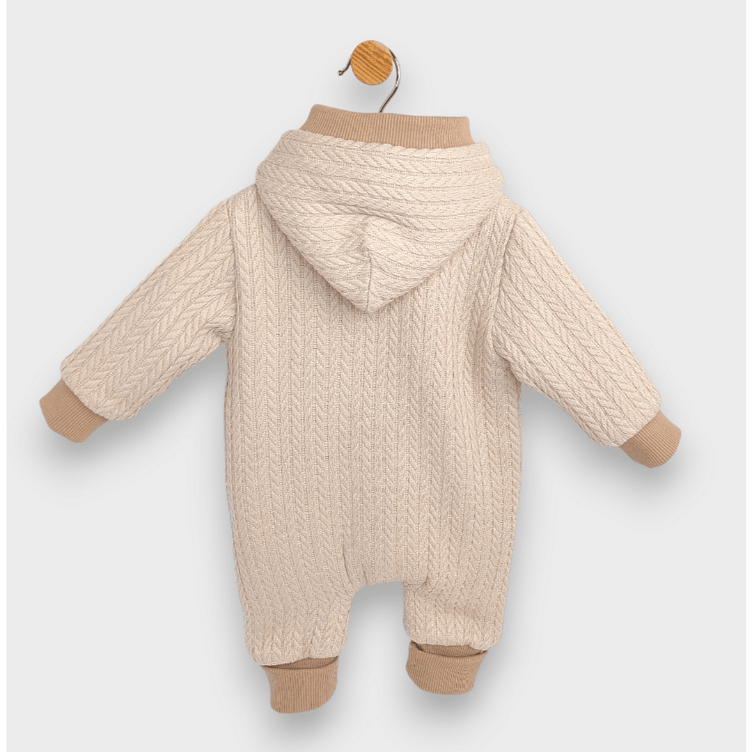 Rainy Бебешки плетен гащеризон с цип и качулка 56 - 80 см. бежов