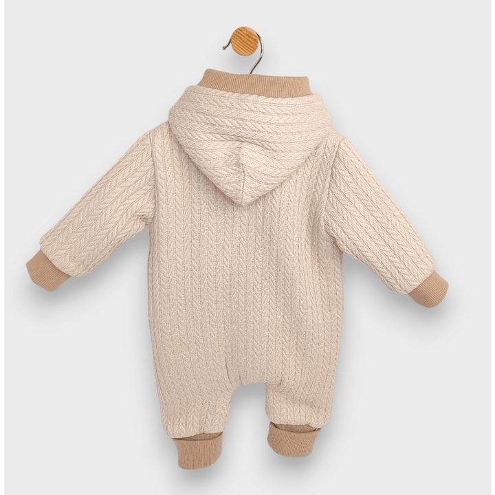 Rainy Бебешки плетен гащеризон с цип и качулка 56 - 80 см. бежов
