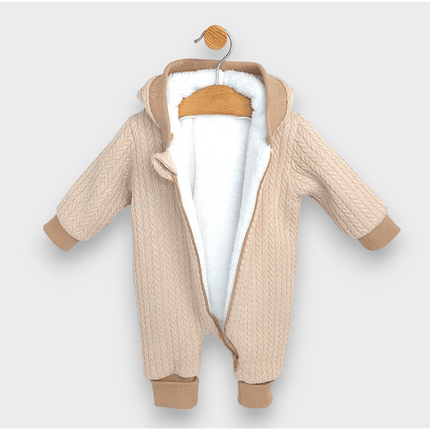 Rainy Бебешки плетен гащеризон с цип и качулка 56 - 80 см. бежов