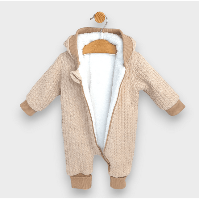Rainy Бебешки плетен гащеризон с цип и качулка 56 - 80 см. бежов