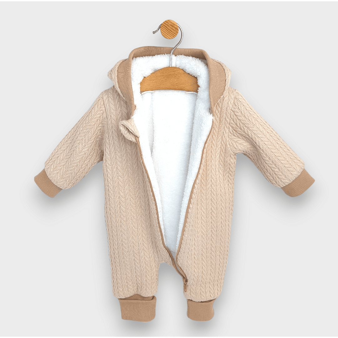 Rainy Бебешки плетен гащеризон с цип и качулка 56 - 80 см. бежов