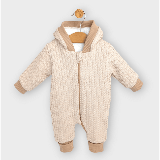 Rainy Бебешки плетен гащеризон с цип и качулка 56 - 80 см. бежов