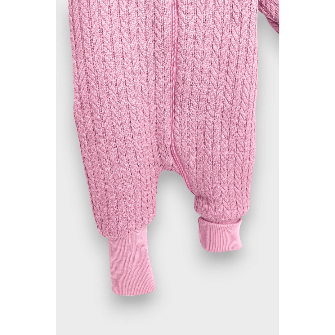 Rainy Бебешки плетен гащеризон с цип и качулка 56 - 80 см. пепел от рози