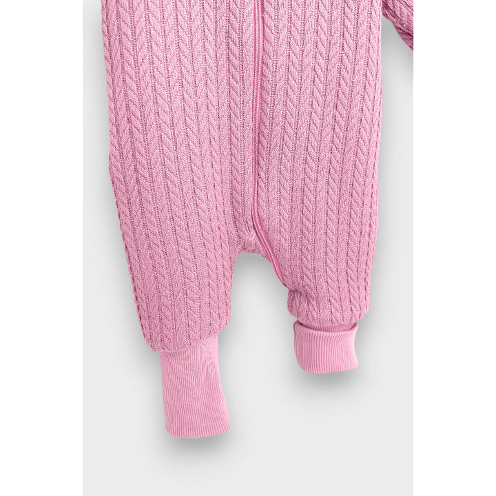 Rainy Бебешки плетен гащеризон с цип и качулка 56 - 80 см. пепел от рози