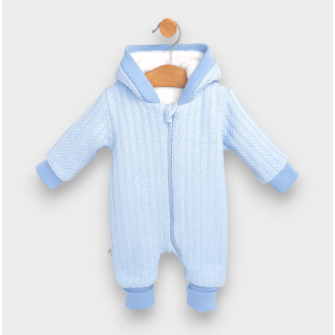 Rainy Бебешки плетен гащеризон с цип и качулка 56 - 80 см. син