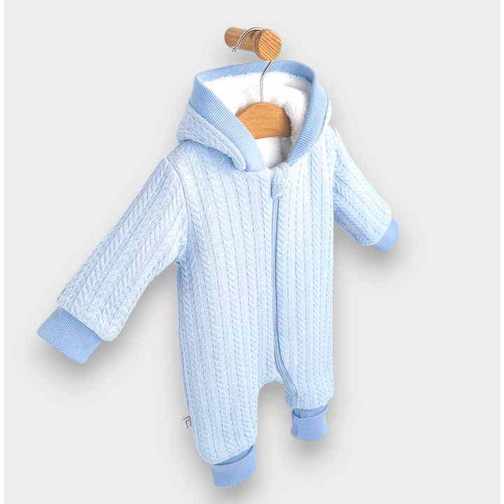 Rainy Бебешки плетен гащеризон с цип и качулка 56 - 80 см. син