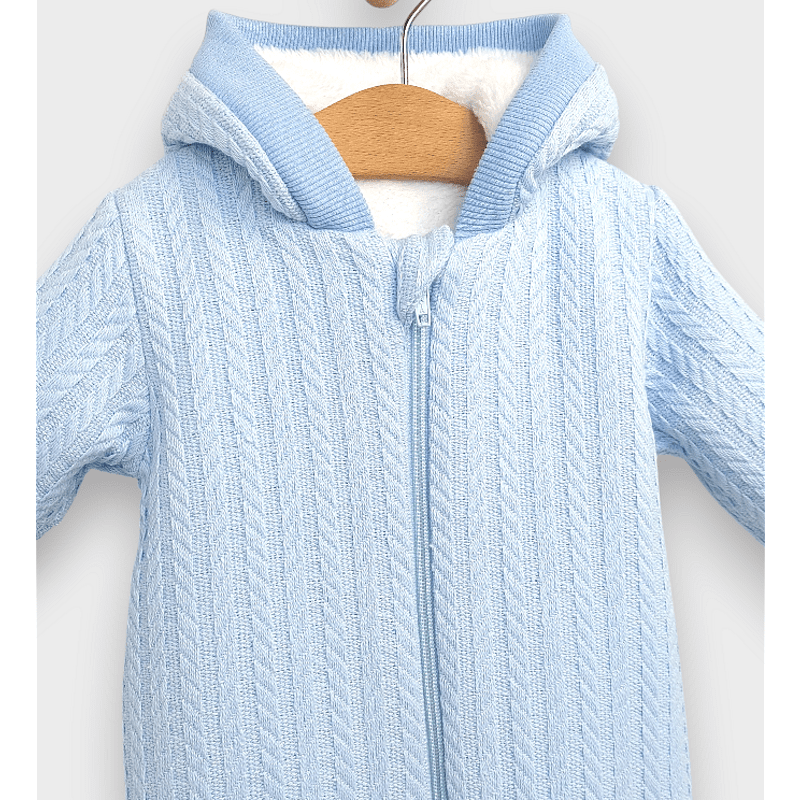 Rainy Бебешки плетен гащеризон с цип и качулка 56 - 80 см. син