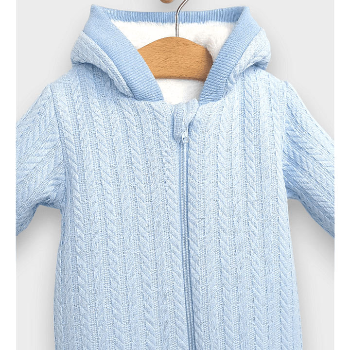 Rainy Бебешки плетен гащеризон с цип и качулка 56 - 80 см. син