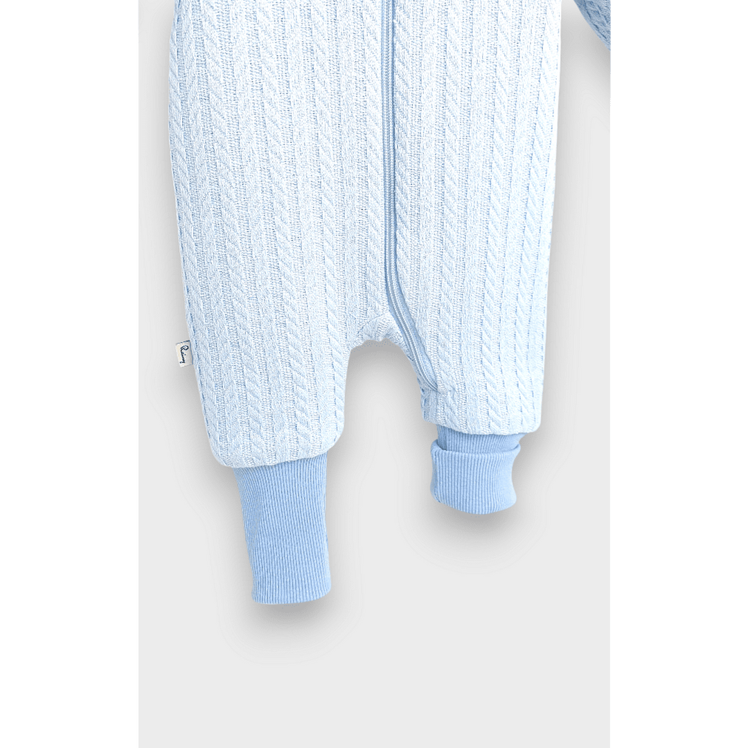 Rainy Бебешки плетен гащеризон с цип и качулка 56 - 80 см. син