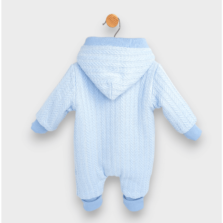 Rainy Бебешки плетен гащеризон с цип и качулка 56 - 80 см. син