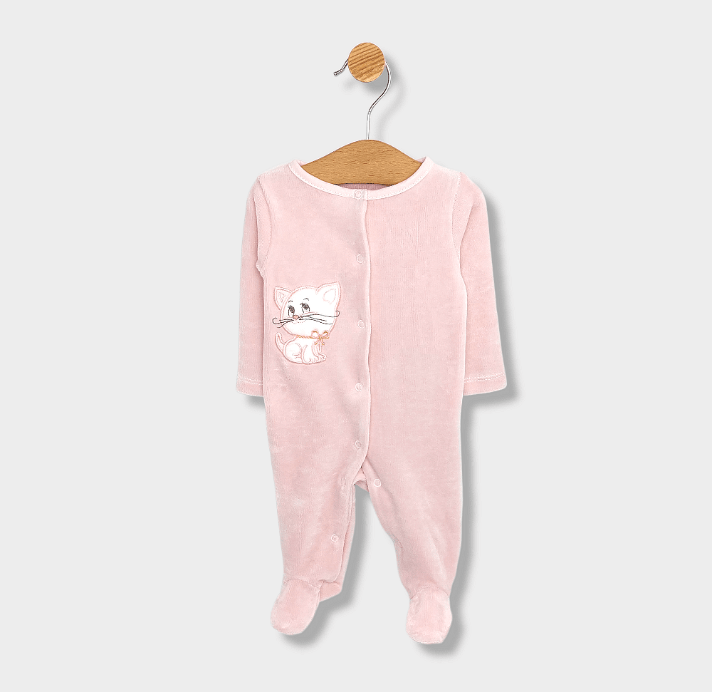 Rainy Бебешки плюшен гащеризон Little Cat 56-62см. розов