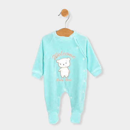 Rainy Бебешки плюшен гащеризон Welcome Baby Bear 56-62см. резеда