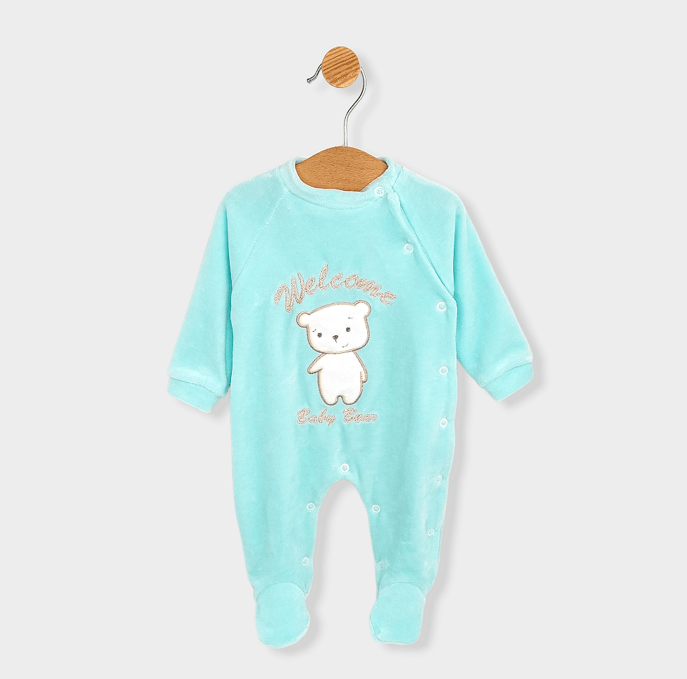 Rainy Бебешки плюшен гащеризон Welcome Baby Bear 56-62см. резеда