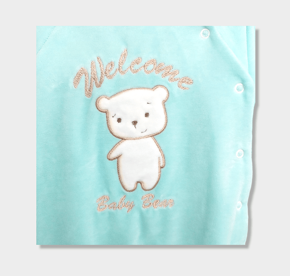Rainy Бебешки плюшен гащеризон Welcome Baby Bear 56-62см. резеда