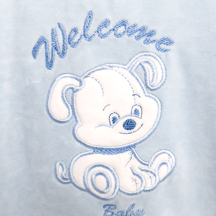 Rainy Бебешки плюшен гащеризон Welcome Baby Dog 56-62см. син