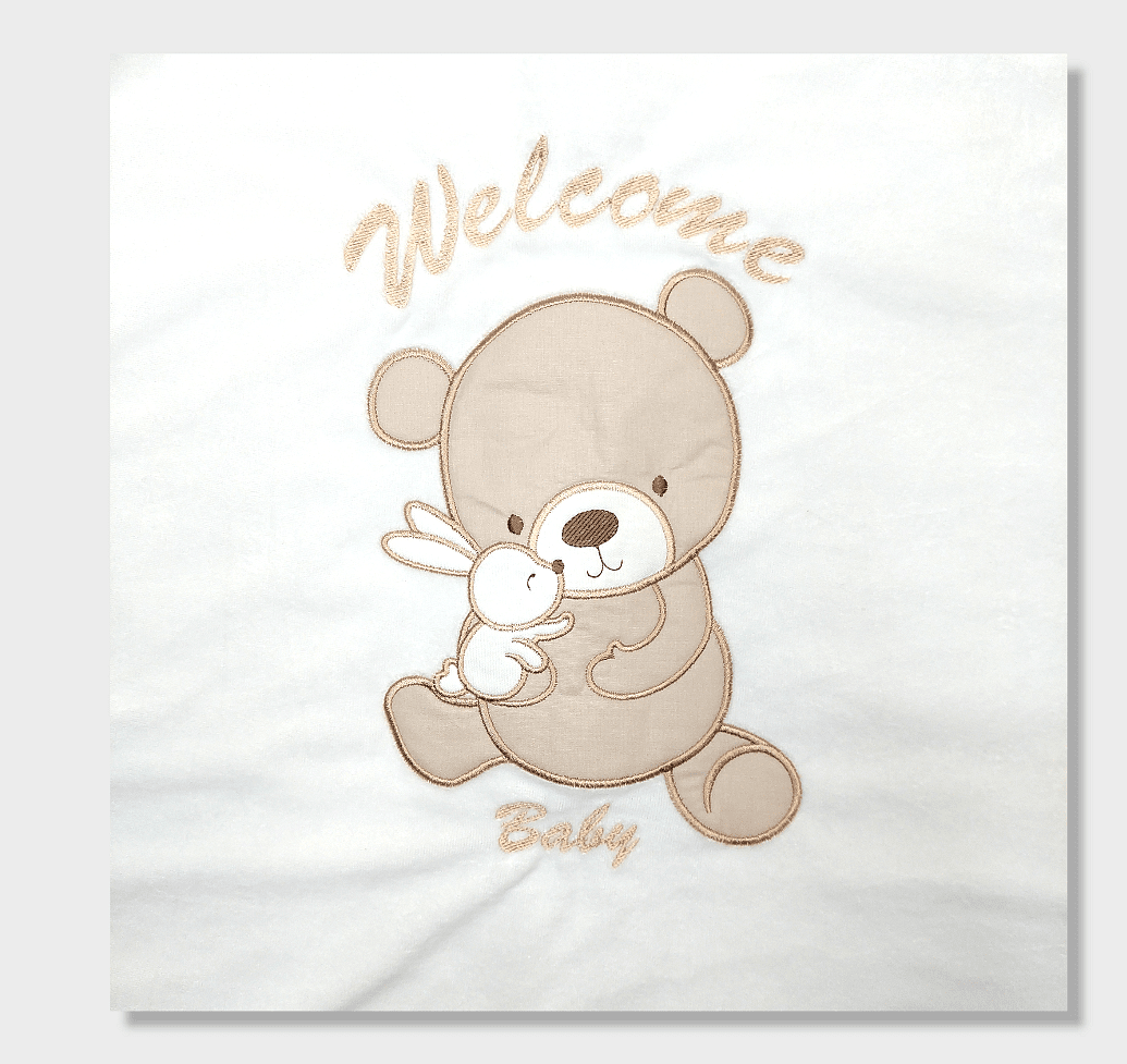 Rainy Бебешки плюшен гащеризон Welcome Baby Bear and Rabbit 56-62см. бял