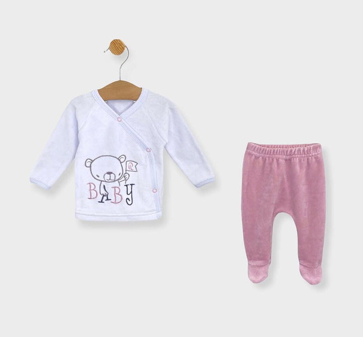 Rainy Бебешки плюшен комплект от 2 части Baby Bear розов