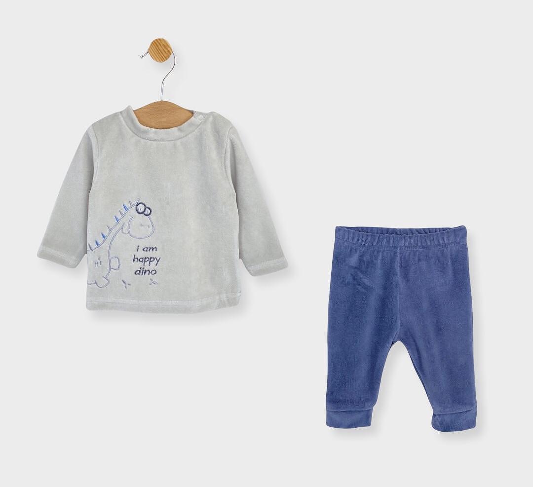 Rainy Бебешки плюшен комплект от 2 части Happy Dino син