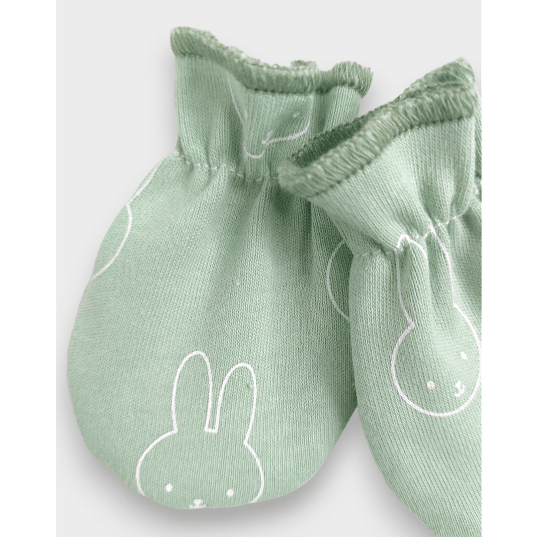 Rainy Бебешки ръкавички с ластик Bunnies пастелно зелено