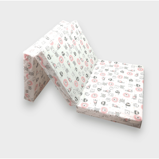 Rainy Бебешки сгъваем матрак 60х120 см. Розови животинки