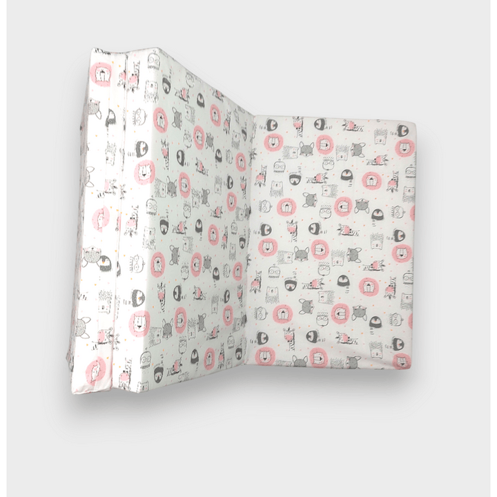 Rainy Бебешки сгъваем матрак 60х120 см. Розови животинки