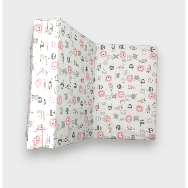 Rainy Бебешки сгъваем матрак 60х120 см. Розови животинки