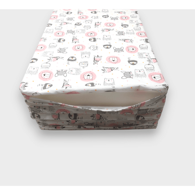 Rainy Бебешки сгъваем матрак 60х120 см. Розови животинки