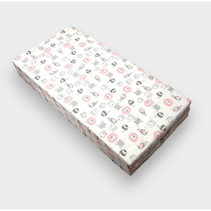 Rainy Бебешки сгъваем матрак 90х90 см. Розови животинки