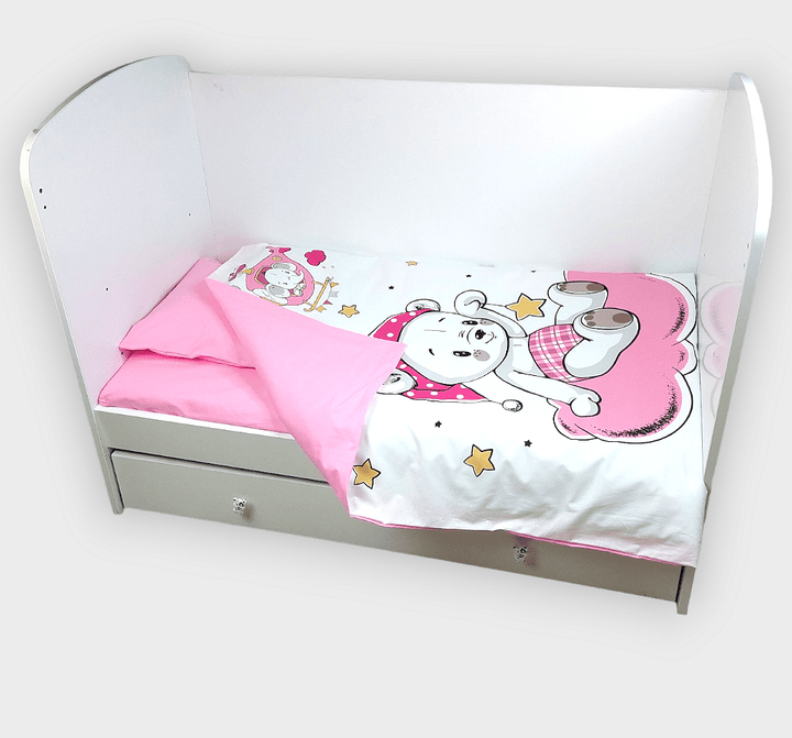 Rainy Бебешки спален комплект 3 части 60х120 см. Розово мече