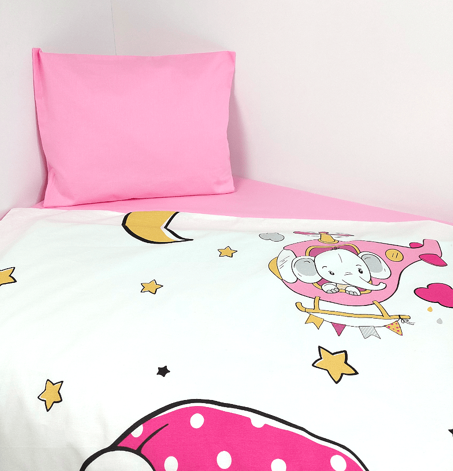 Rainy Бебешки спален комплект 3 части 60х120 см. Розово мече