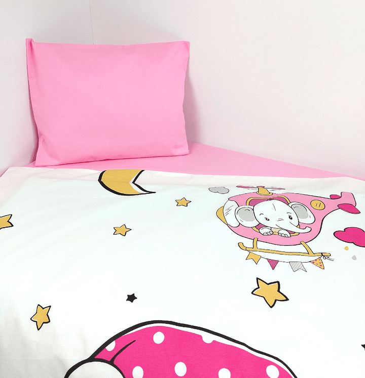 Rainy Бебешки спален комплект 3 части 60х120 см. Розово мече